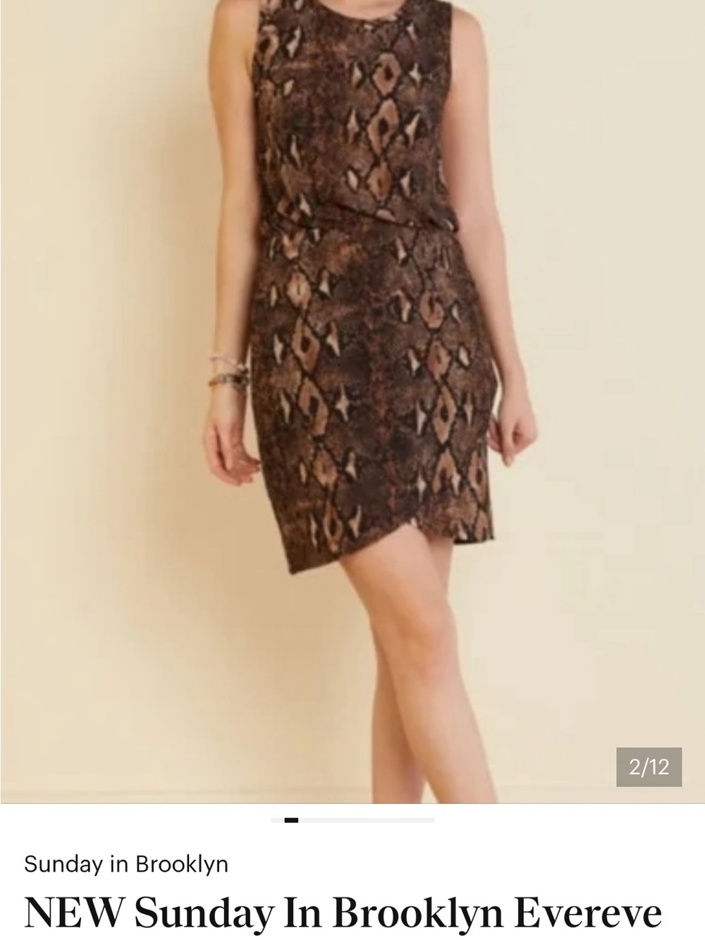 Sunday in Brooklyn Brown Snake-Print Sleeveless Shift Dress